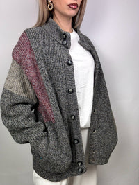 Vintage XL graue Bomberjacke aus Wolle