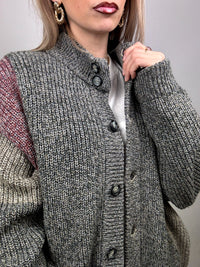 Vintage XL graue Bomberjacke aus Wolle
