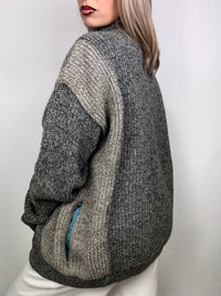 Vintage XL graue Bomberjacke aus Wolle