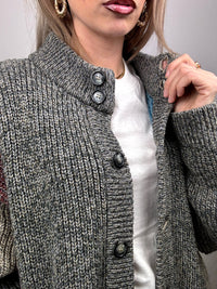 Vintage XL graue Bomberjacke aus Wolle