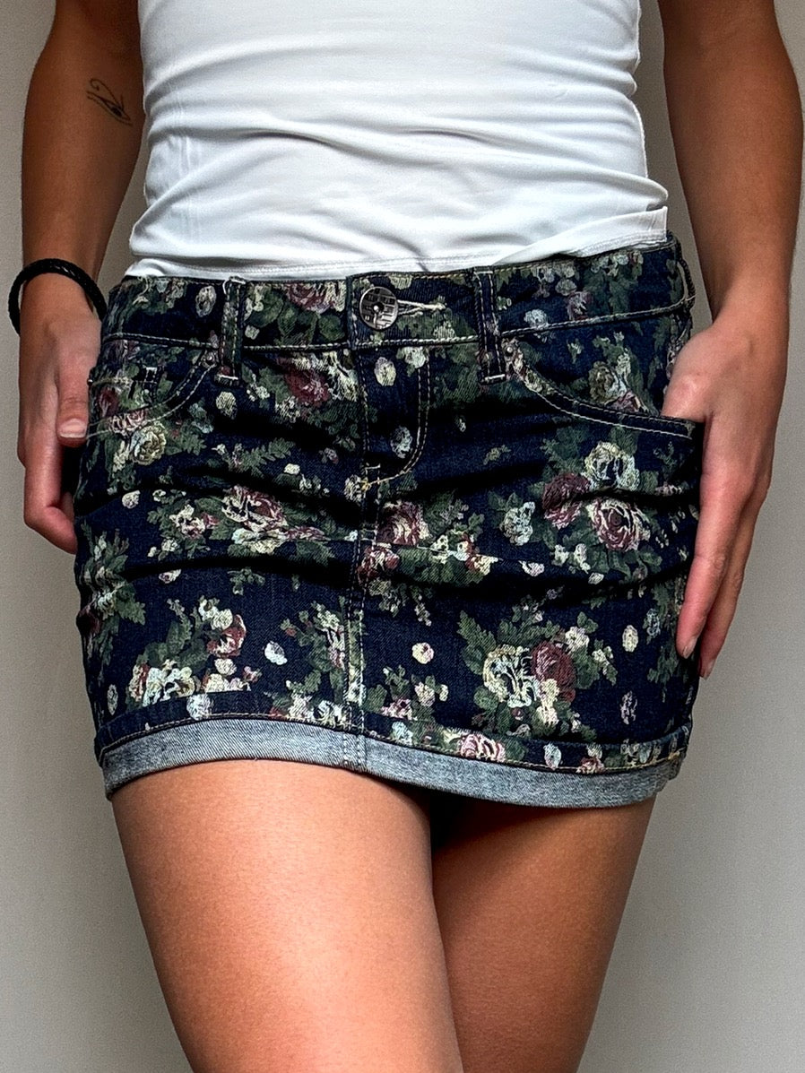 Jupe en denim imprimée S vintage