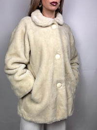 Manteau en fausse fourrure crème M vintage
