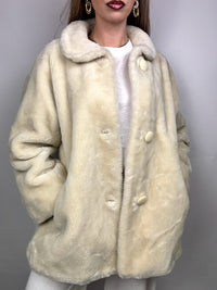 Manteau en fausse fourrure crème M vintage