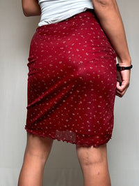 Jupe en mesh rouge avec fleurs S/M vintage