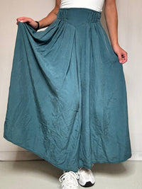 Jupe longue en soie bleue S/M vintage