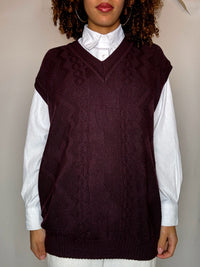 Gilet col V bordeaux XL vintage