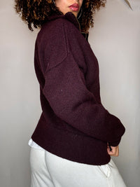 Pull col cheminée bordeaux S/M vintage