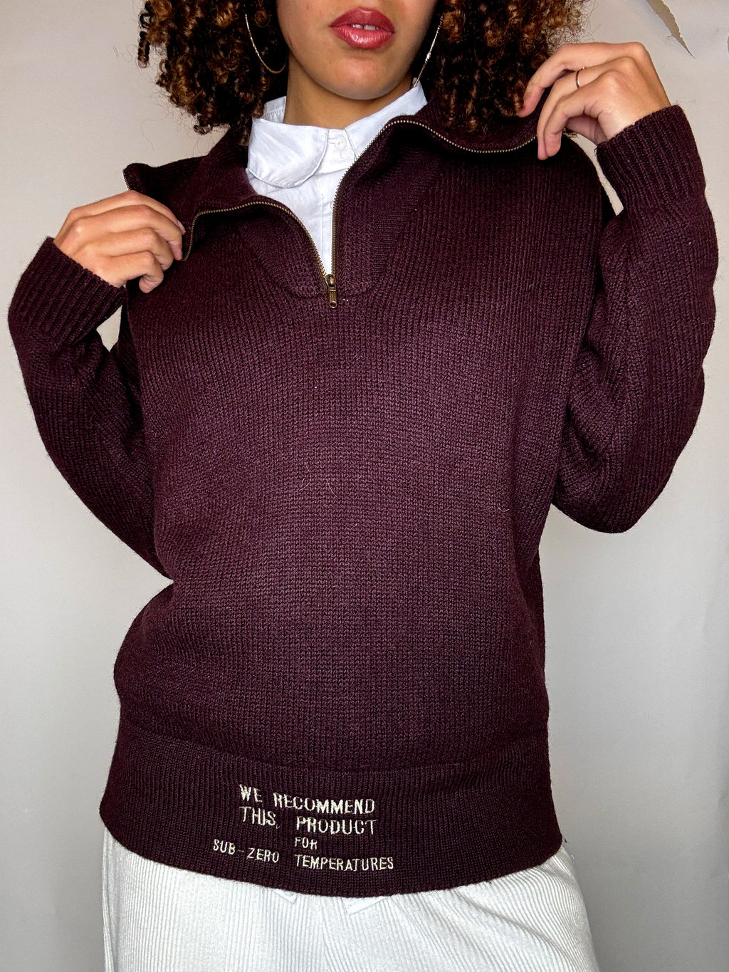Pull col cheminée bordeaux S/M vintage