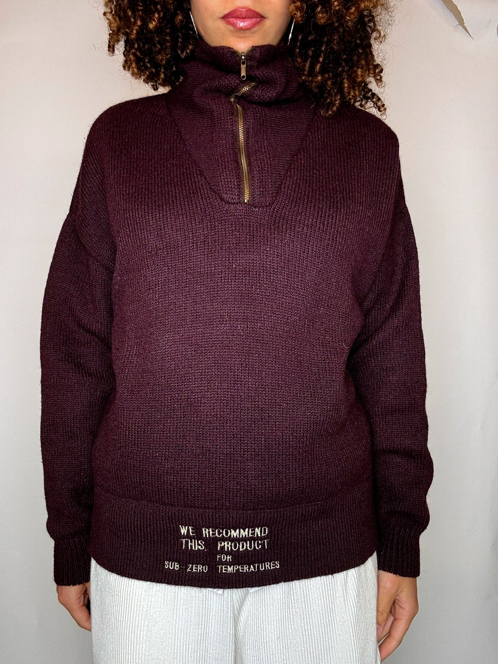 Pull col cheminée bordeaux S/M vintage
