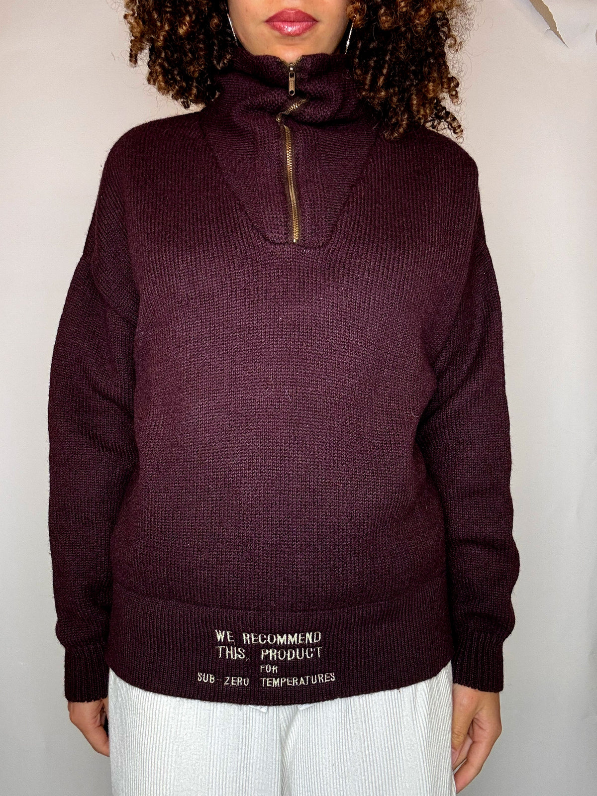 Pull col cheminée bordeaux S/M vintage