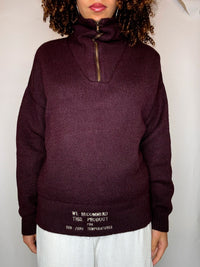 Pull col cheminée bordeaux S/M vintage