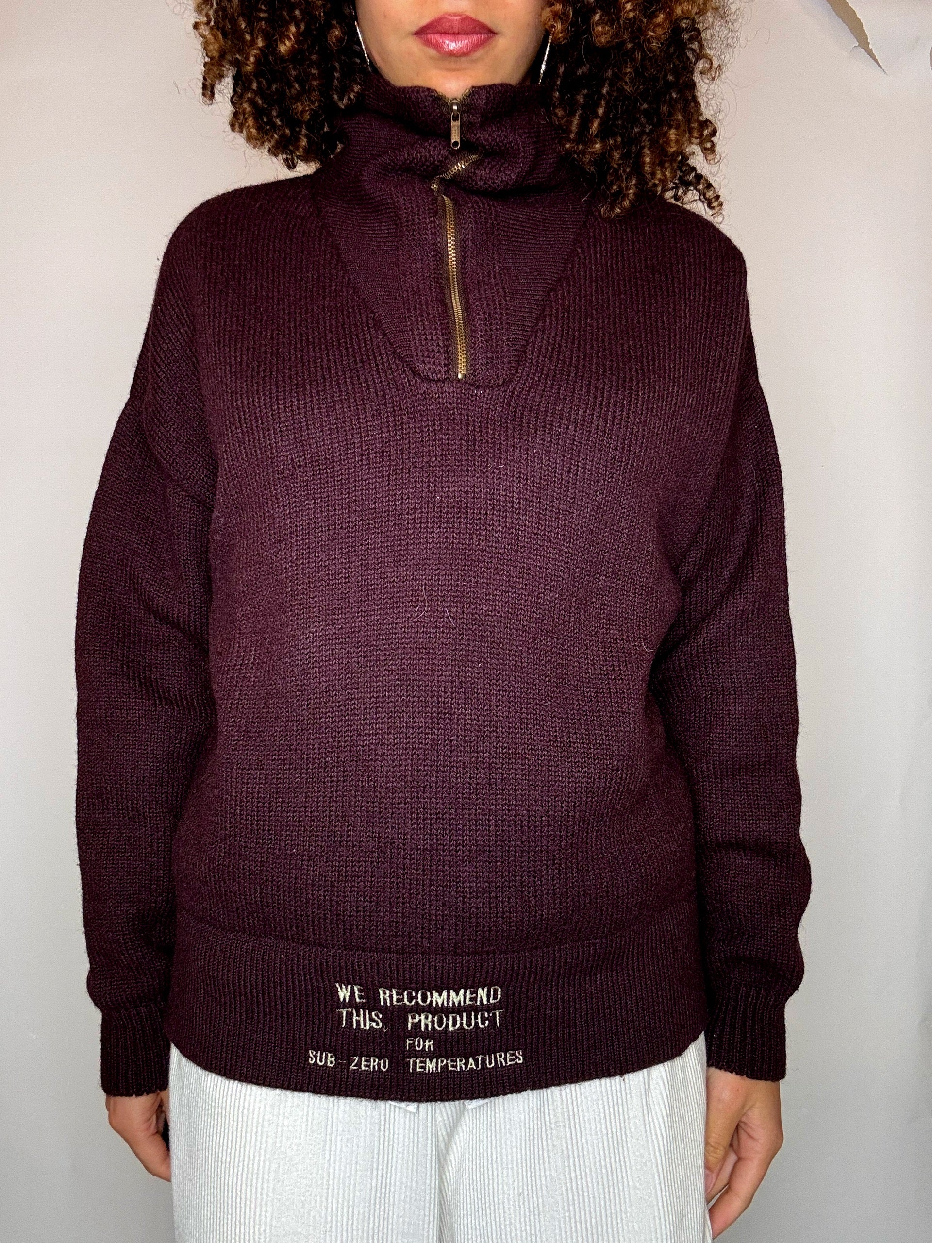 Pull col cheminée bordeaux S/M vintage