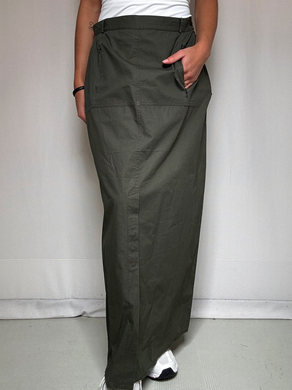 Jupe longue kaki L vintage