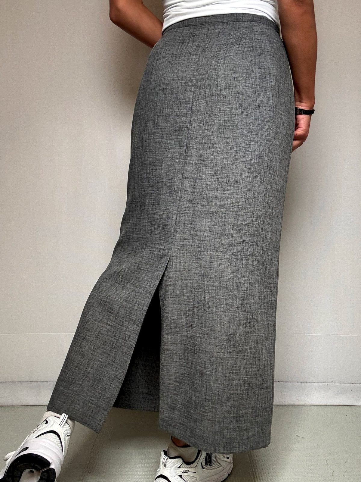 Jupe longue droite grise M/L vintage