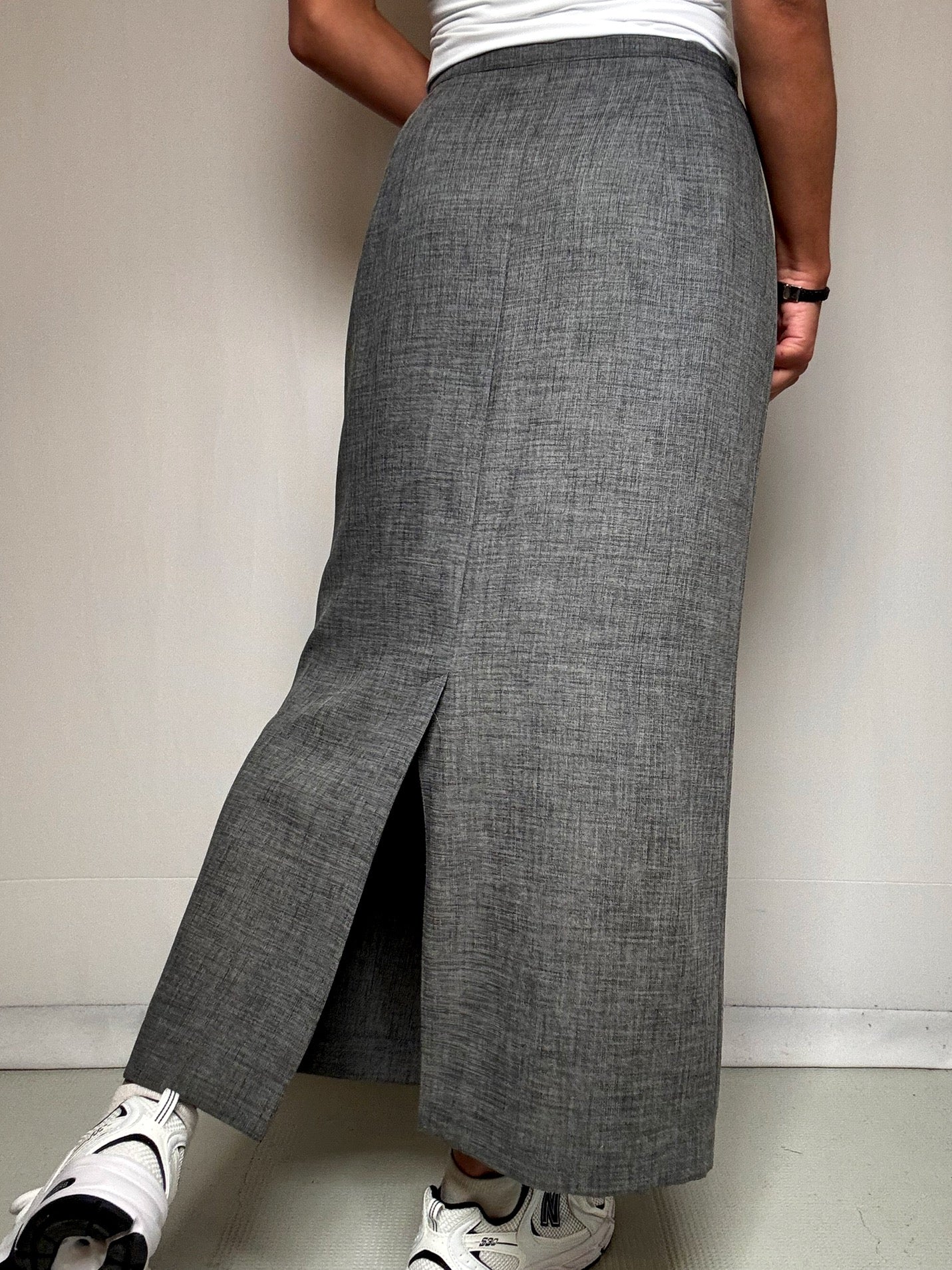 Jupe longue droite grise M/L vintage