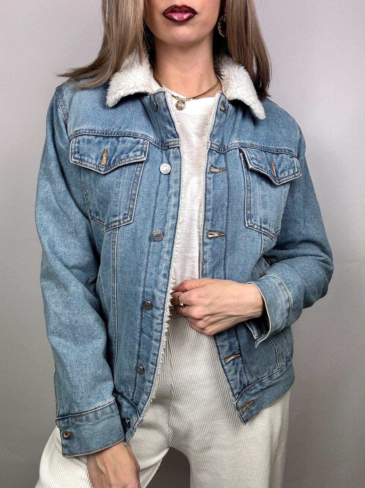 Veste denim mouton L vintage