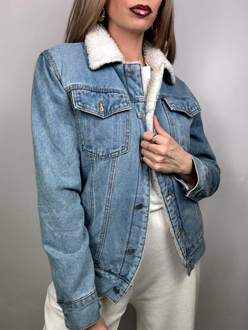 Veste denim mouton L vintage