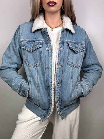 Veste denim mouton L vintage