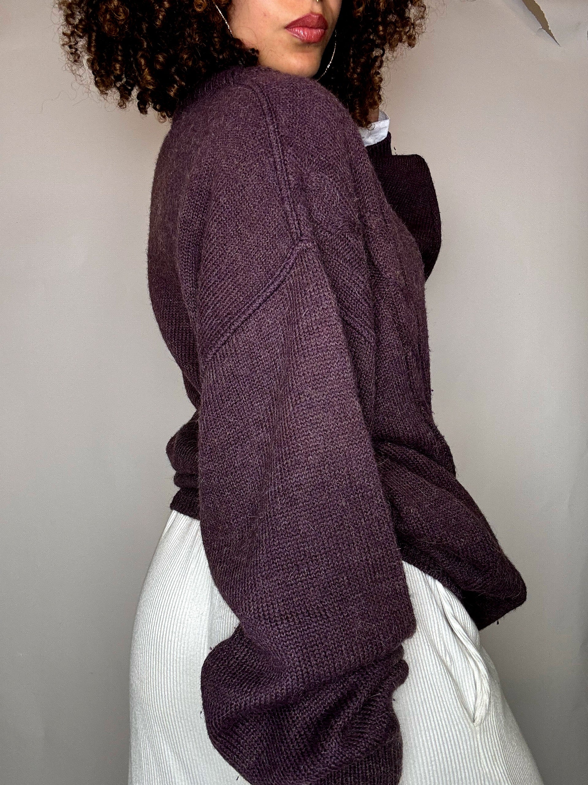 Cardigan en maille violet L vintage