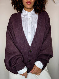 Cardigan en maille violet L vintage
