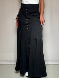 Jupe longue noire à boutons M/L vintage