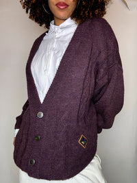 Cardigan en maille violet L vintage