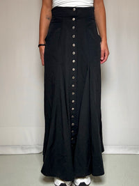 Jupe longue noire à boutons M/L vintage