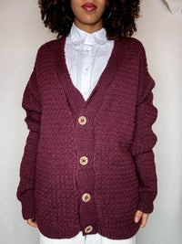Cardigan en grosse maille violet L/XL vintage