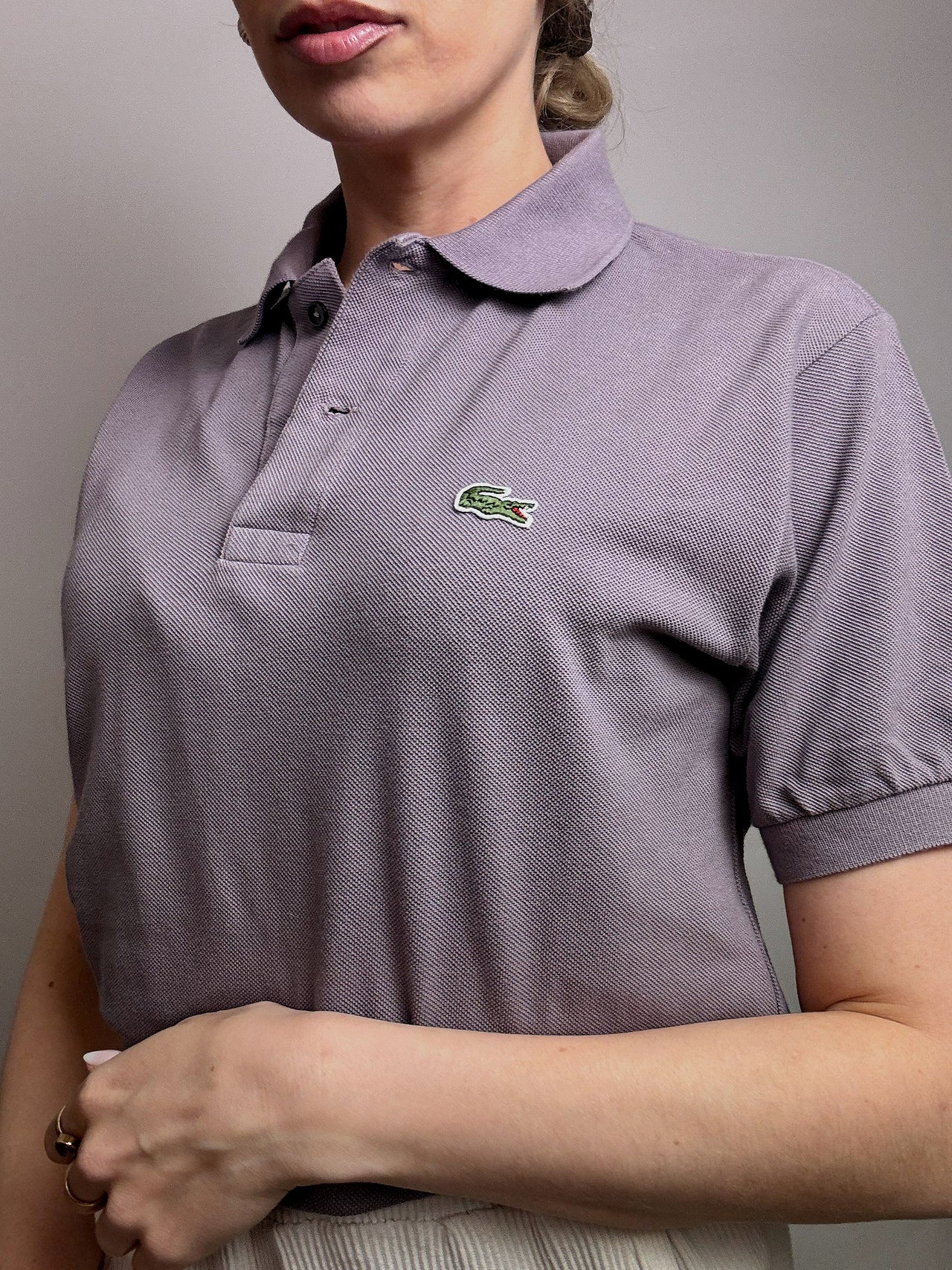 Polo manches courtes lila LACOSTE S vintage