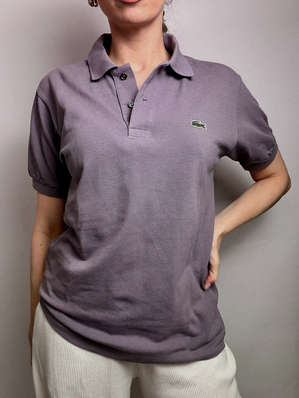 LACOSTE S Vintage lila Kurzarm-Poloshirt