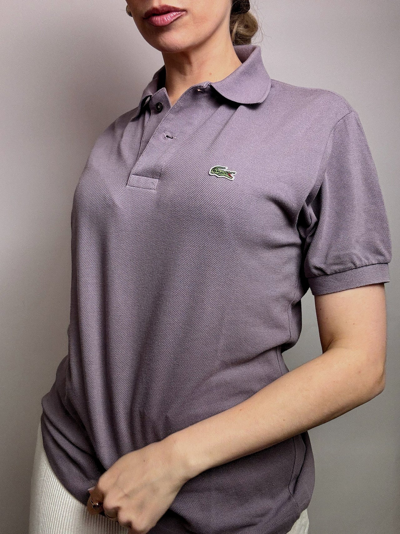 Polo manches courtes lila LACOSTE S vintage