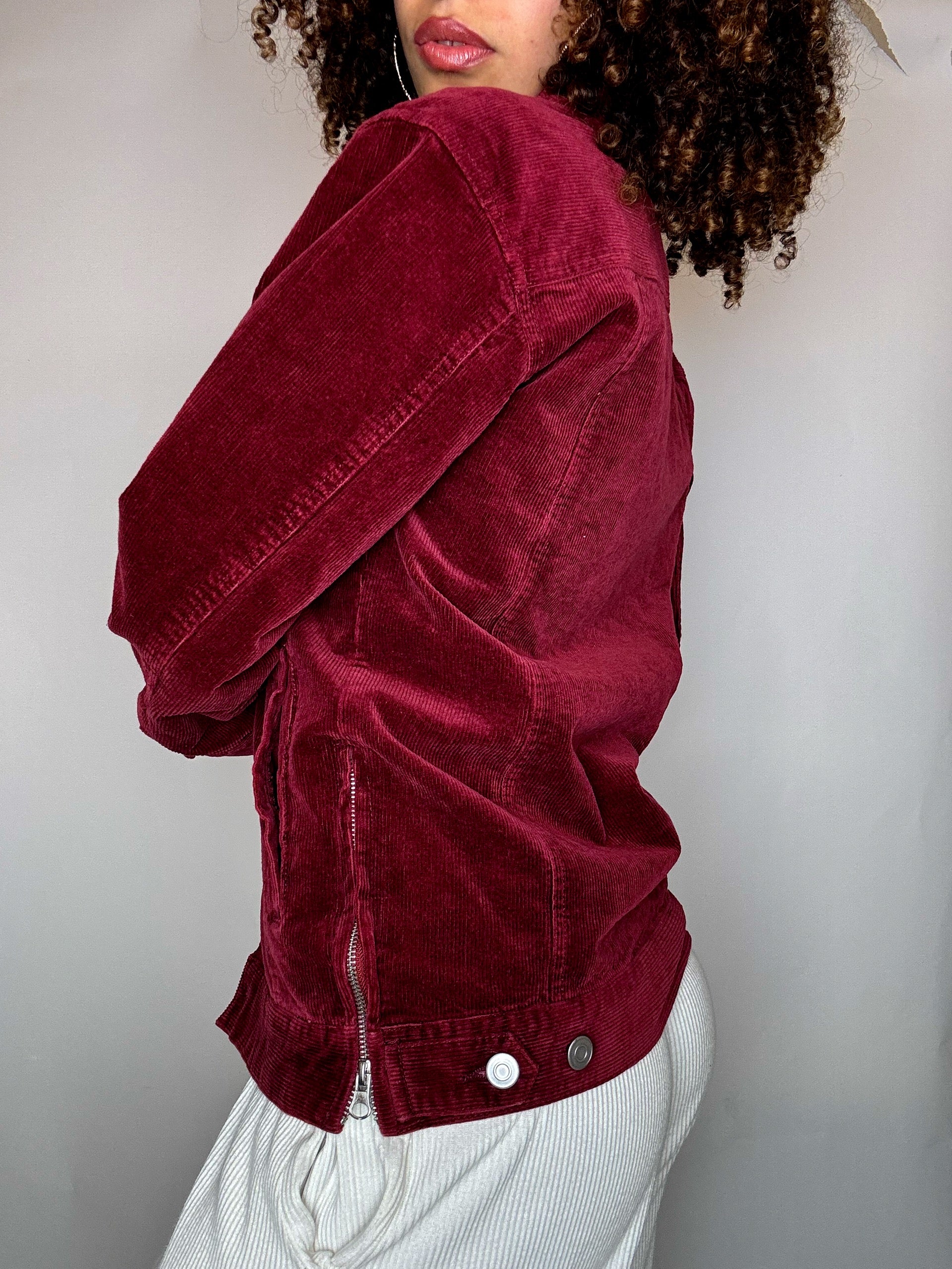 Veste en velours côtelé bordeaux M vintage