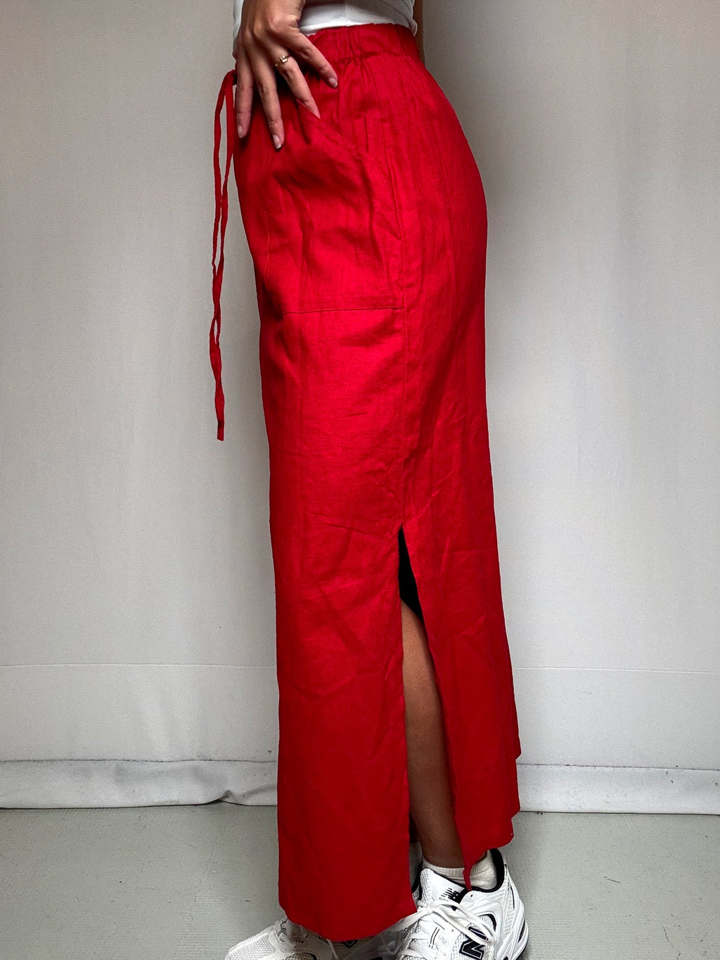 Jupe longue droite rouge M/L vintage