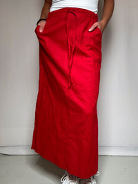 Jupe longue droite rouge M/L vintage