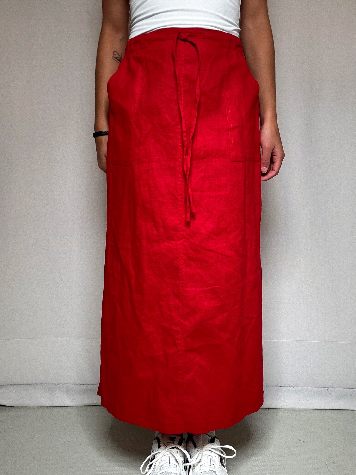 Jupe longue droite rouge M/L vintage