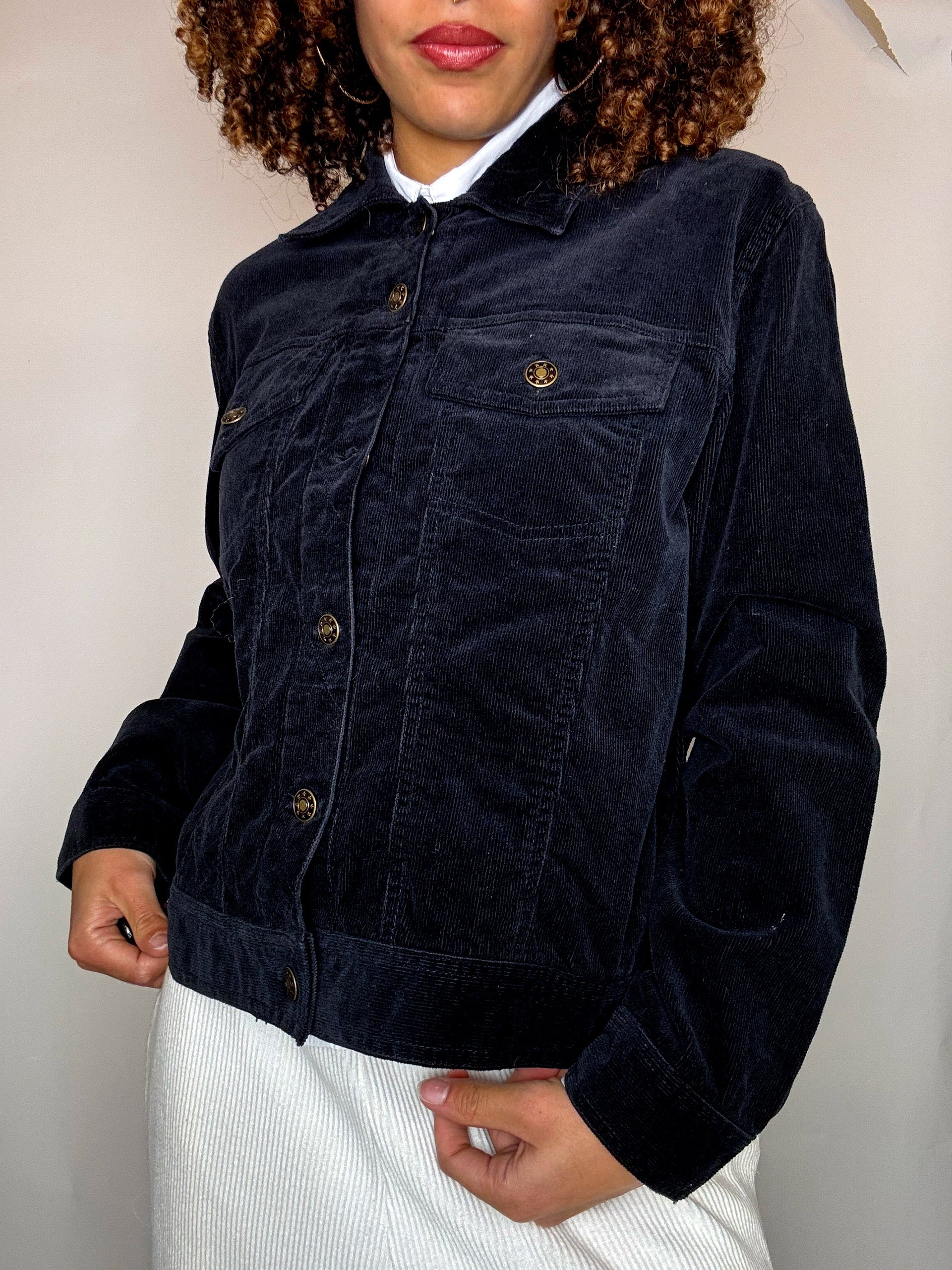Veste en velours côtelé marine M/L vintage