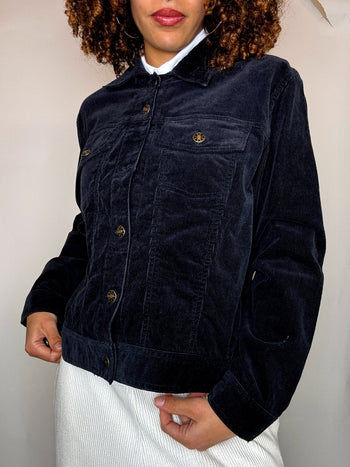 Veste en velours côtelé marine M/L vintage