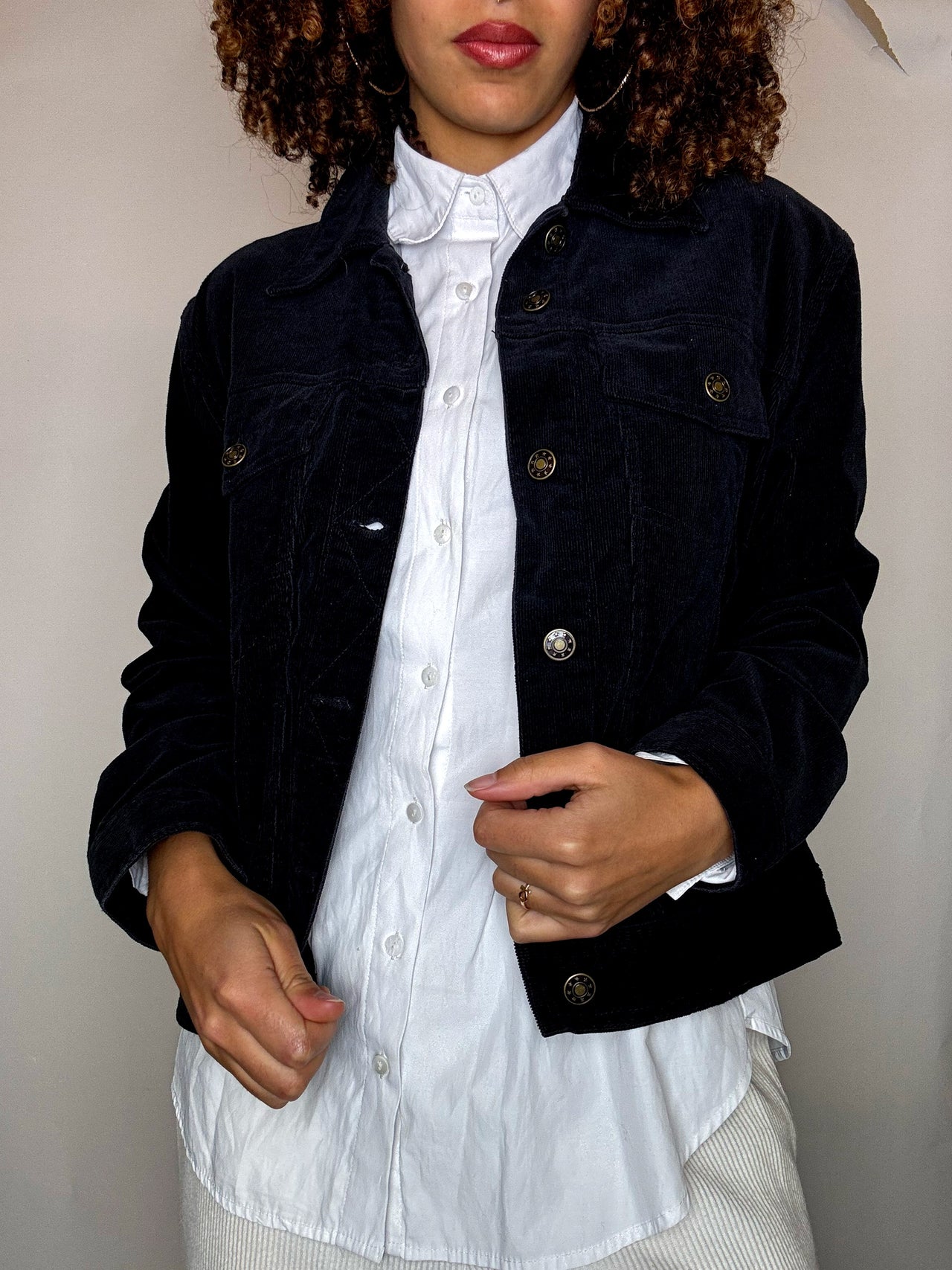 Veste en velours côtelé marine M/L vintage