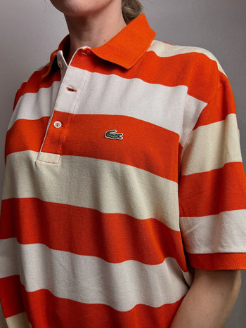 Polo manches courtes rayé orange LACOSTE XL vintage