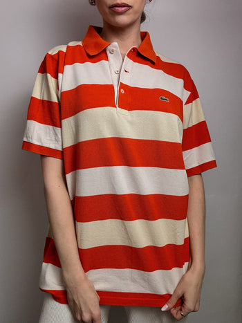 Polo manches courtes rayé orange LACOSTE XL vintage