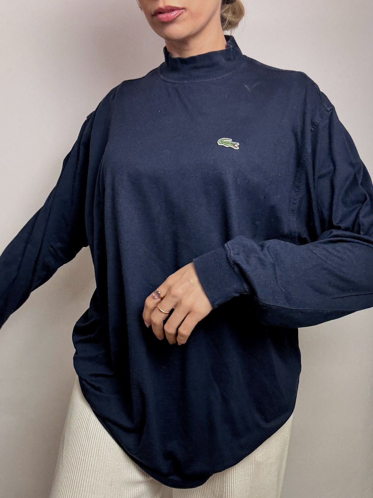 LACOSTE XL vintage navy long-sleeved t-shirt