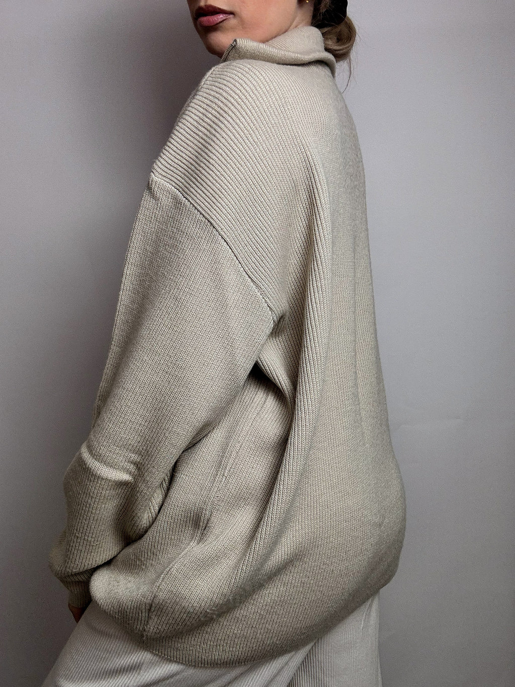 LACOSTE XXL Vintage Beige dicker Rollkragenpullover
