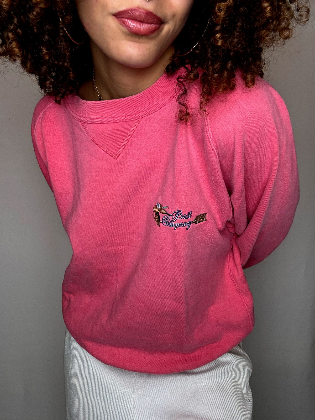 BEST COMPANY Vintage-Sweatshirt mit Rundhalsausschnitt, rosa, Größe L