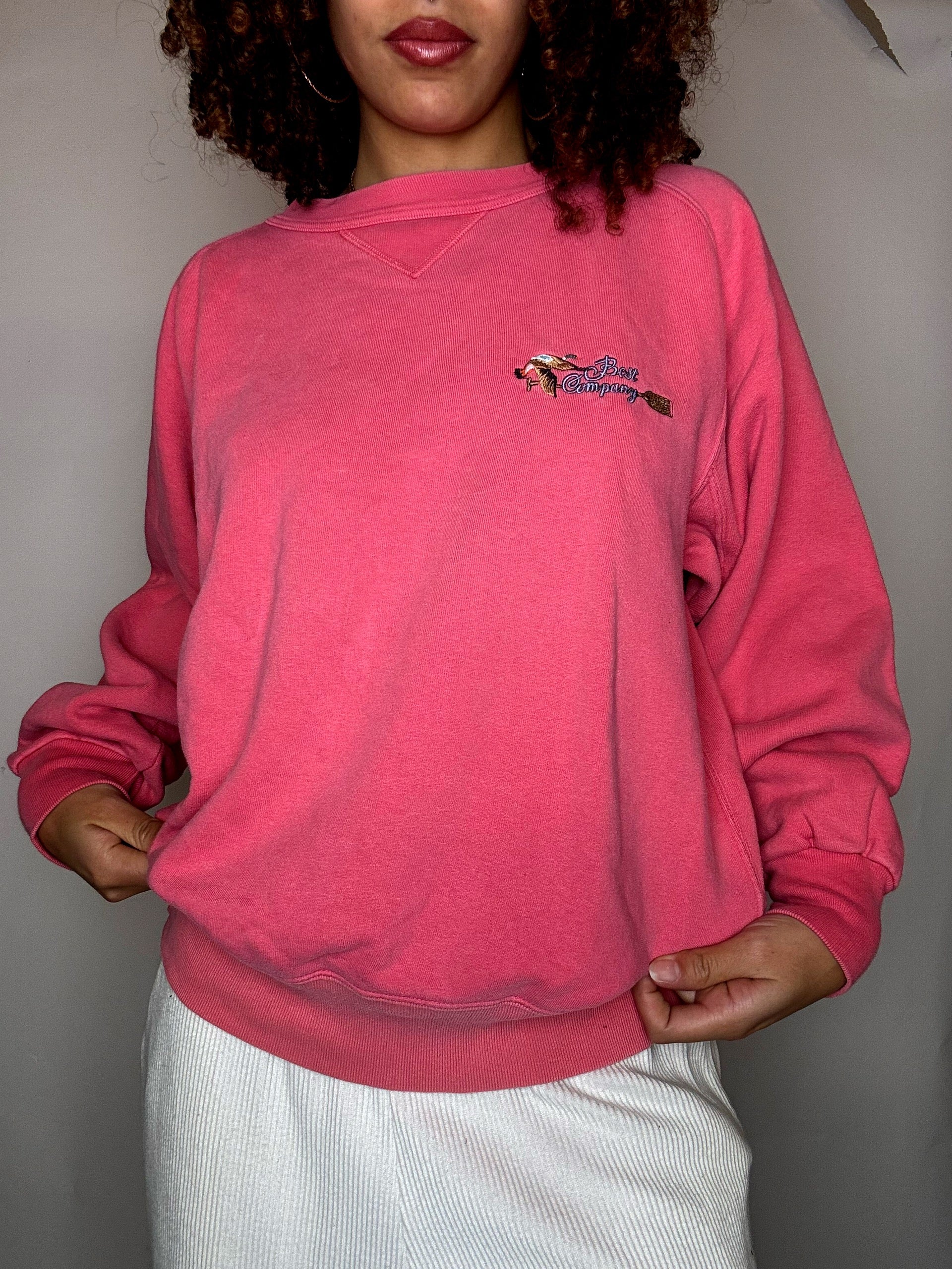 BEST COMPANY Vintage-Sweatshirt mit Rundhalsausschnitt, rosa, Größe L