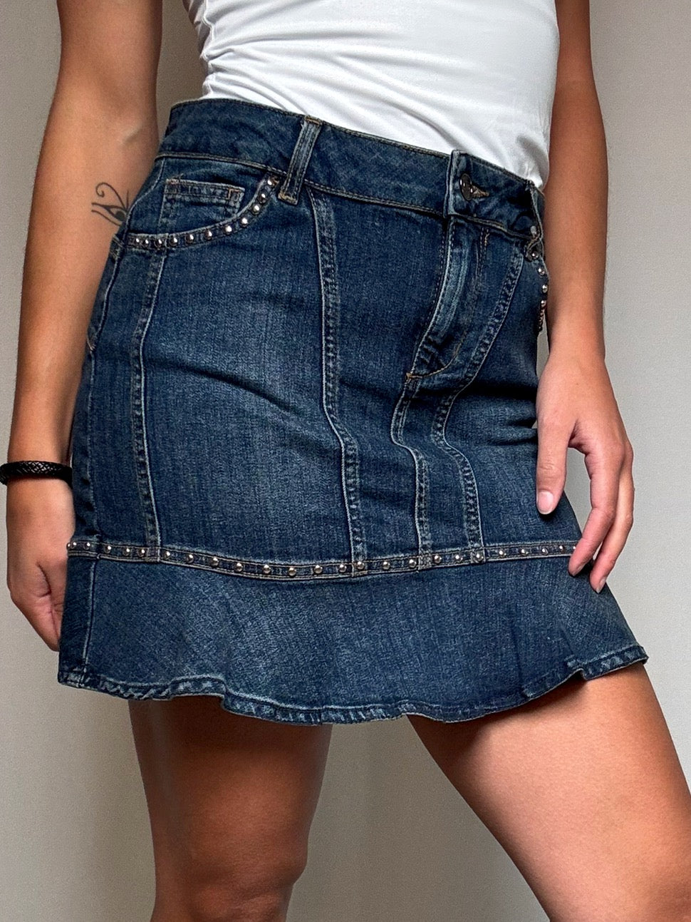 Liu Jo M vintage denim skirt with studs