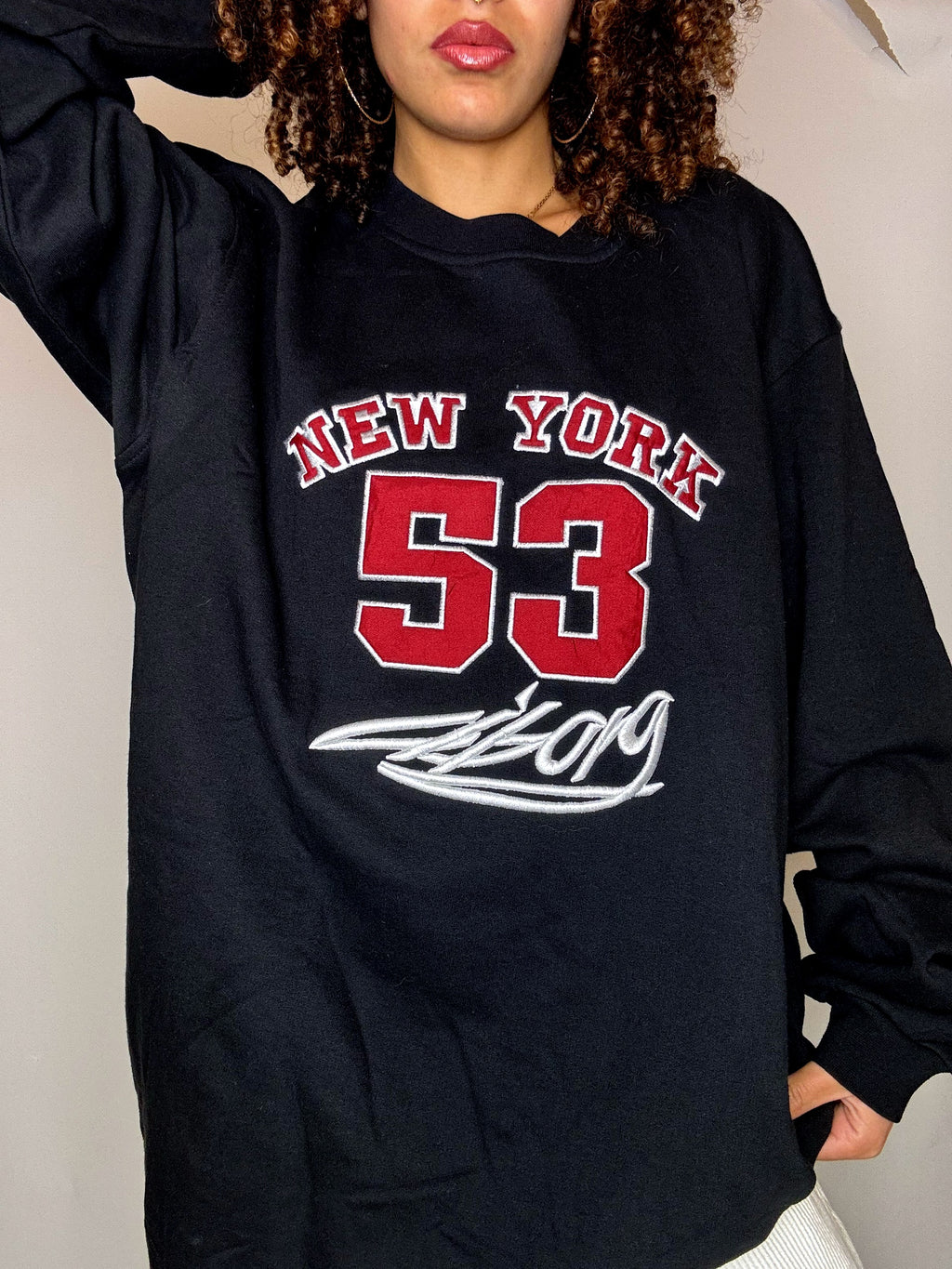 Black crew-neck sweatshirt NEW YORK L/XL vintage