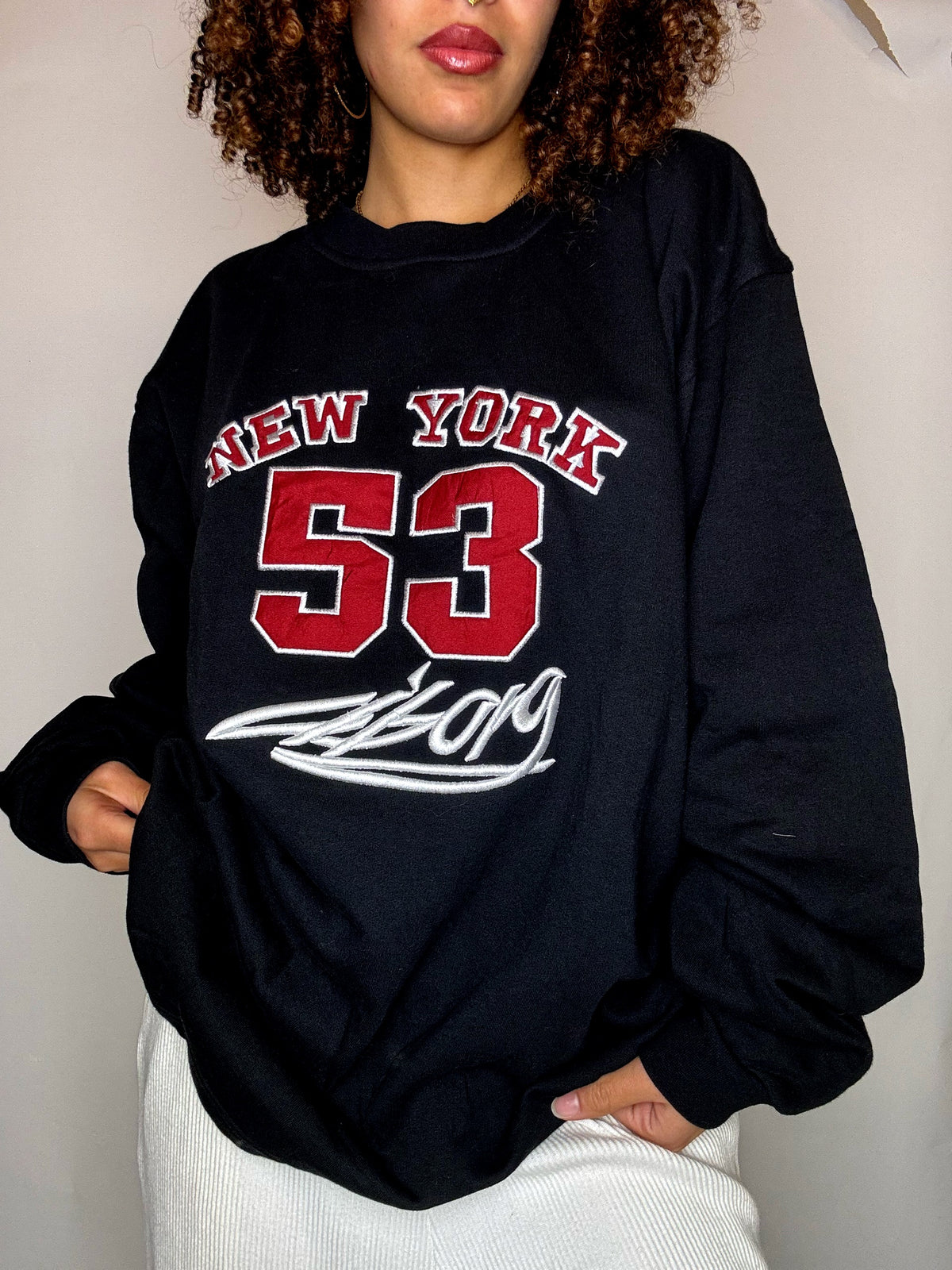 Black crew-neck sweatshirt NEW YORK L/XL vintage