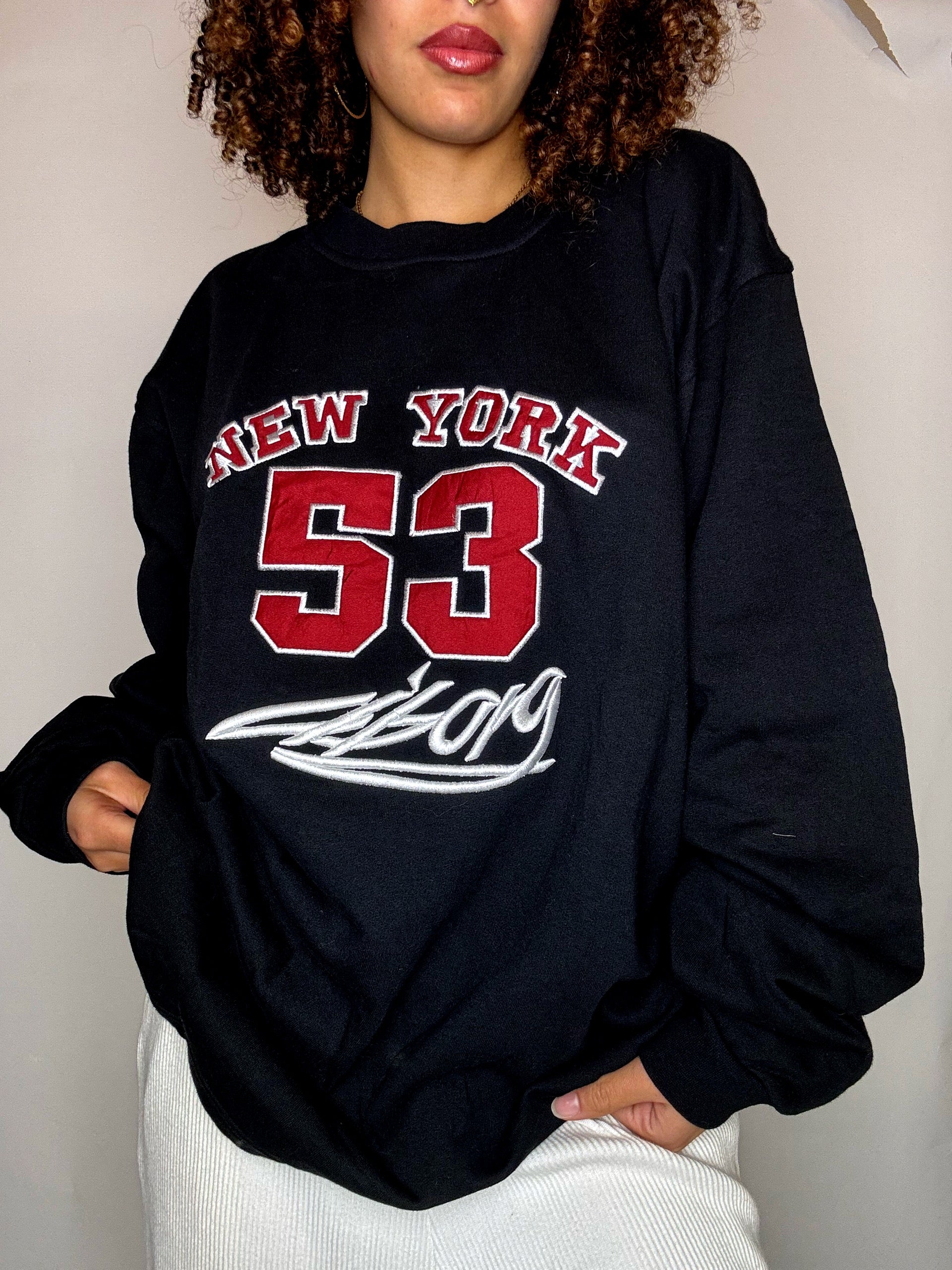 Black crew-neck sweatshirt NEW YORK L/XL vintage
