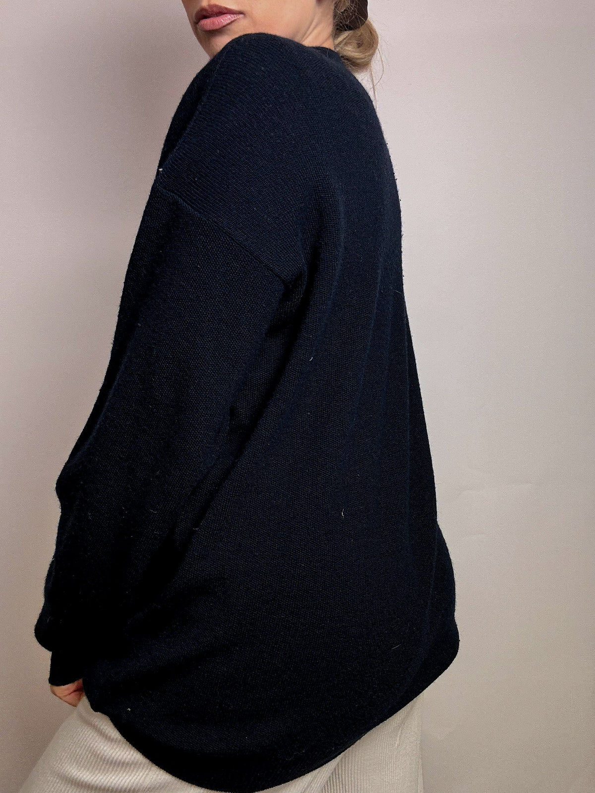 LACOSTE XL vintage navy crew neck wool sweater