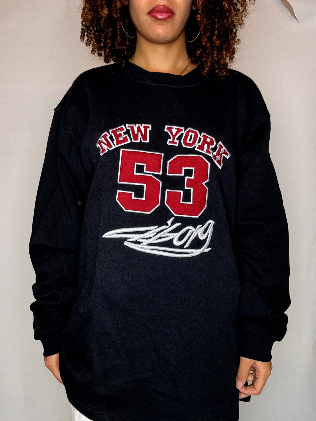 Black crew-neck sweatshirt NEW YORK L/XL vintage